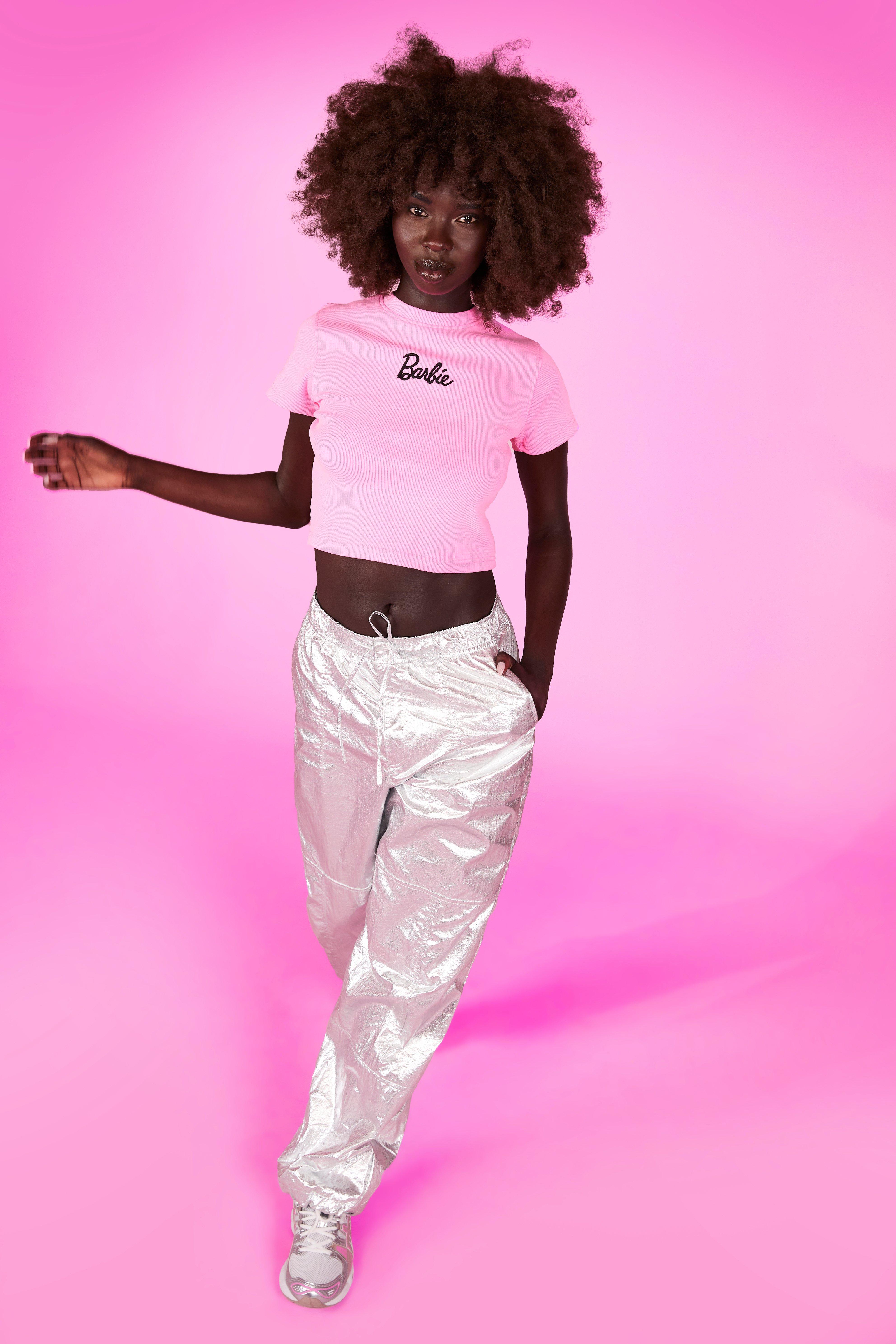 Pink barbie shirt online crop top